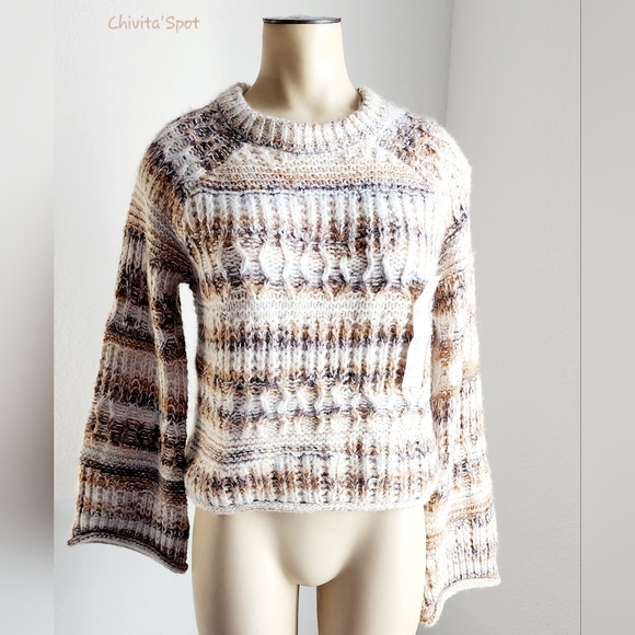 ๐๏ธ๐ท Universal Thread Chunky Knit Sweater Long Sleeve Rolled Hem Brown - XS - Picture 4 of 15